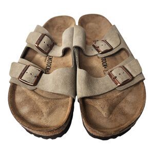 Birkenstock Arizona Sandals Suede Leather Mens 15 Narrow EU 48 Taupe